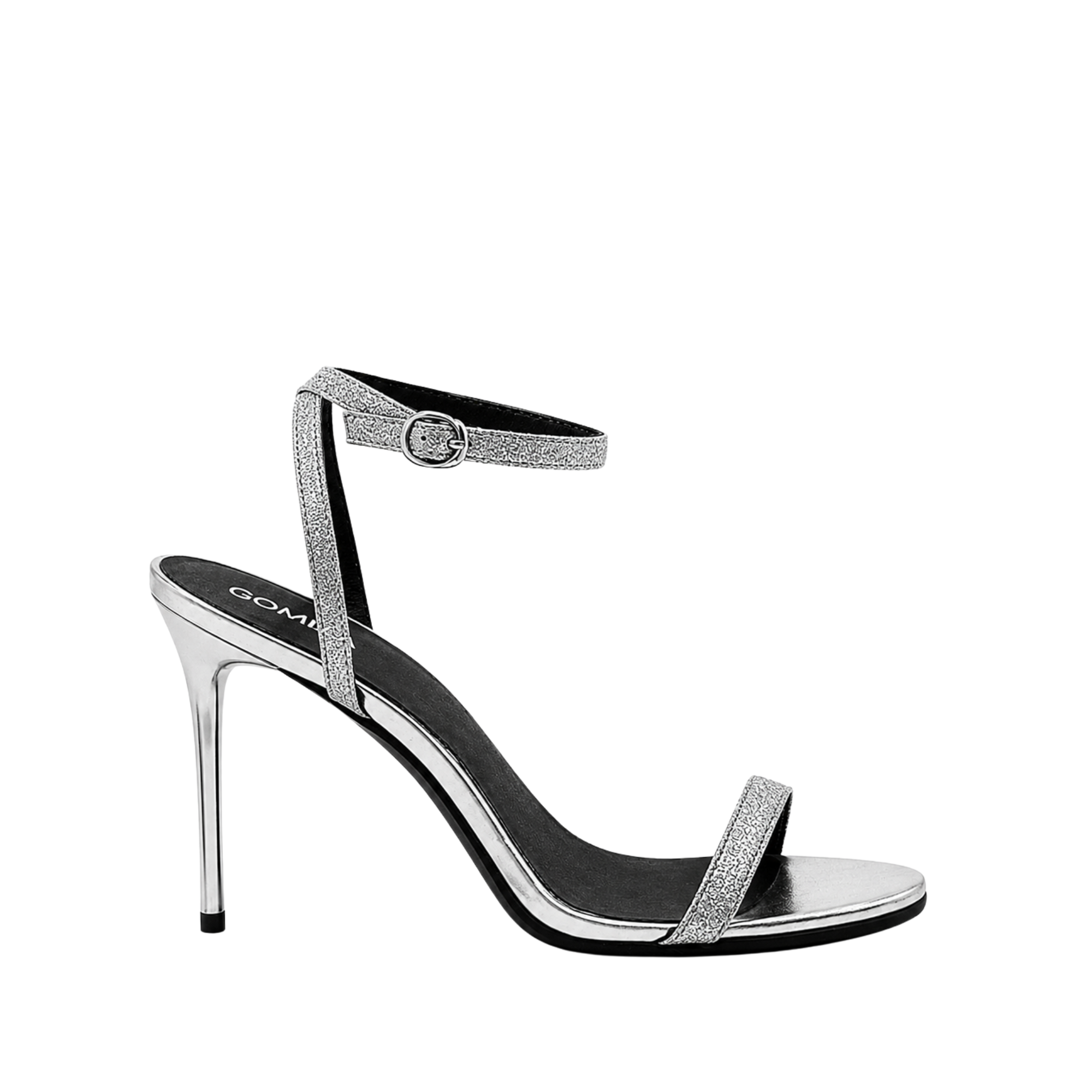 Emilia - Women's Silver Strapped 90mm Heels