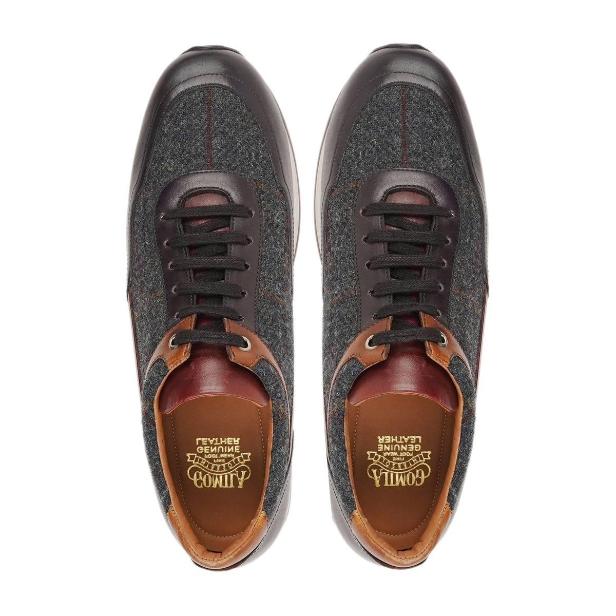 Rento - Men's Multicolor Calf Leather and Harris Tweed Jogger