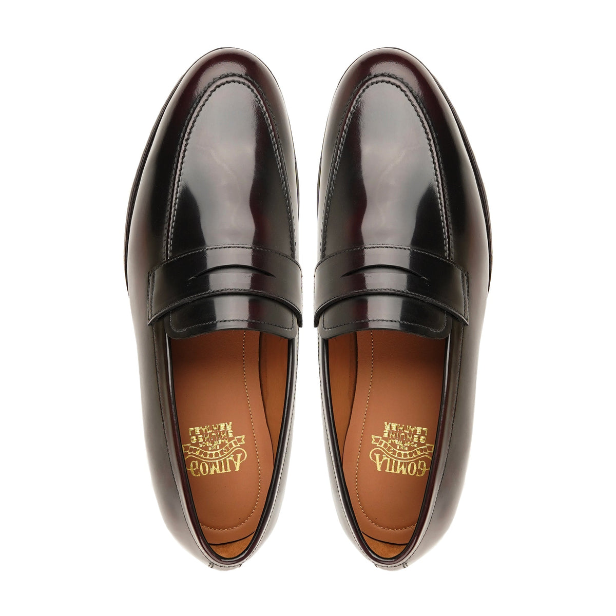 Emile - Men's Burnished Burgendy Box Leather High Shine Loafer