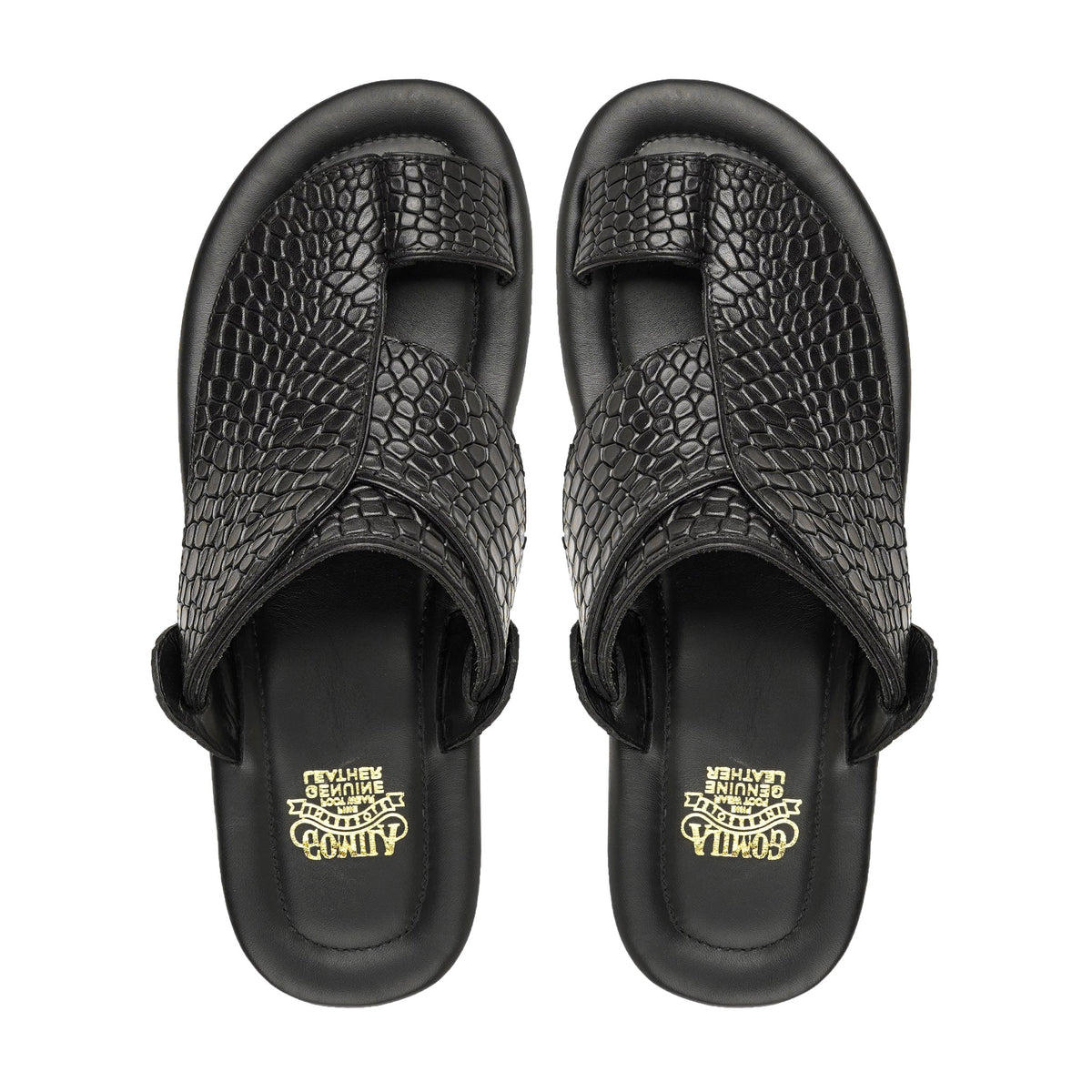 Dubai - Men's Black Calf Leather Slipper