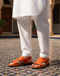 Zyra - Men's Orange Calf Leather Sandal