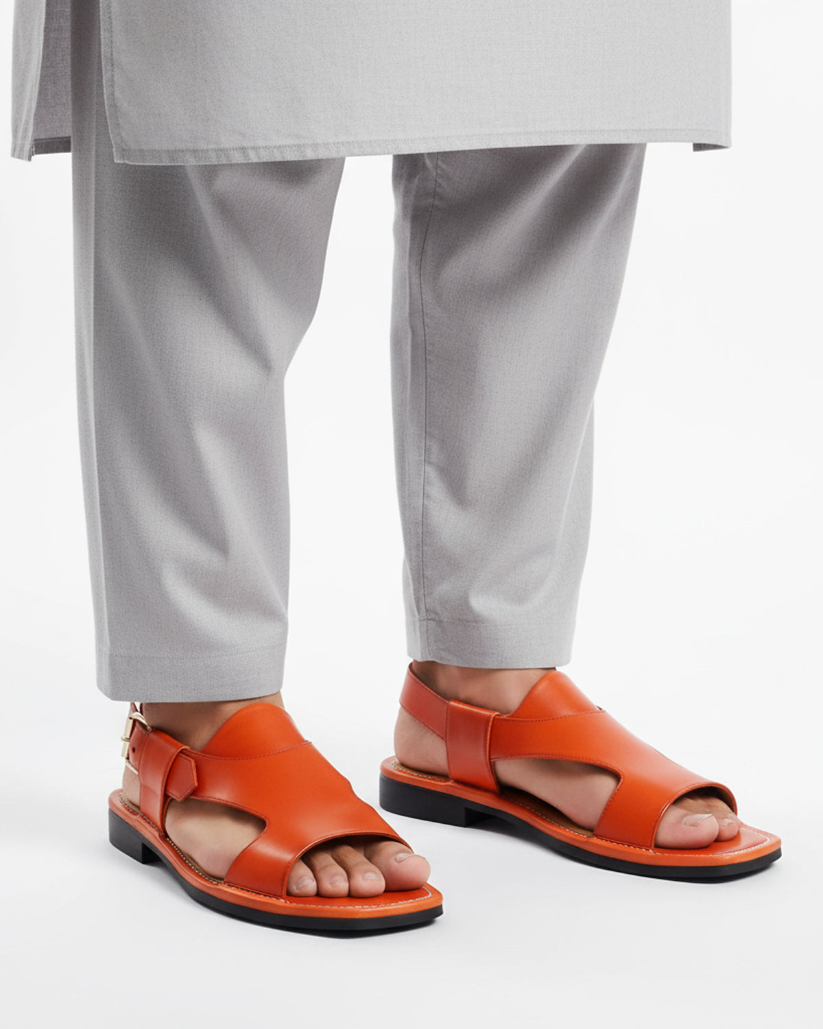 Zyra - Men's Orange Calf Leather Sandal