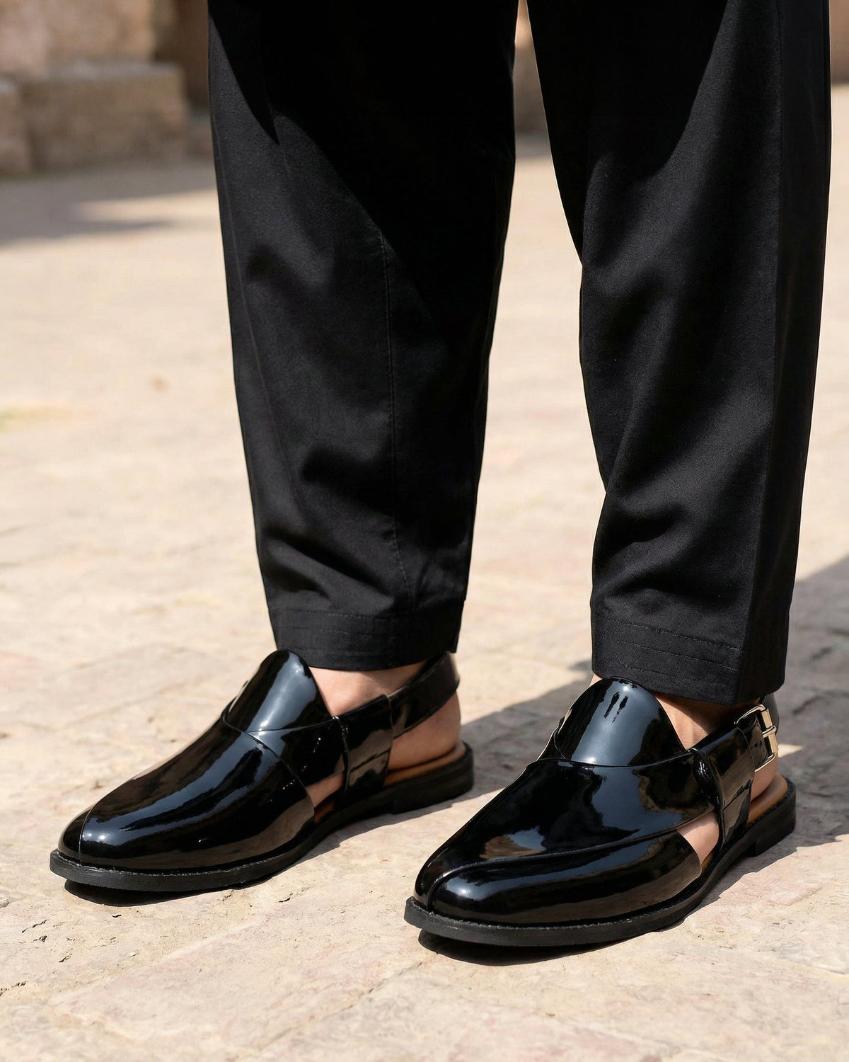 Vinton - Men's Black Patent Leather Sandal