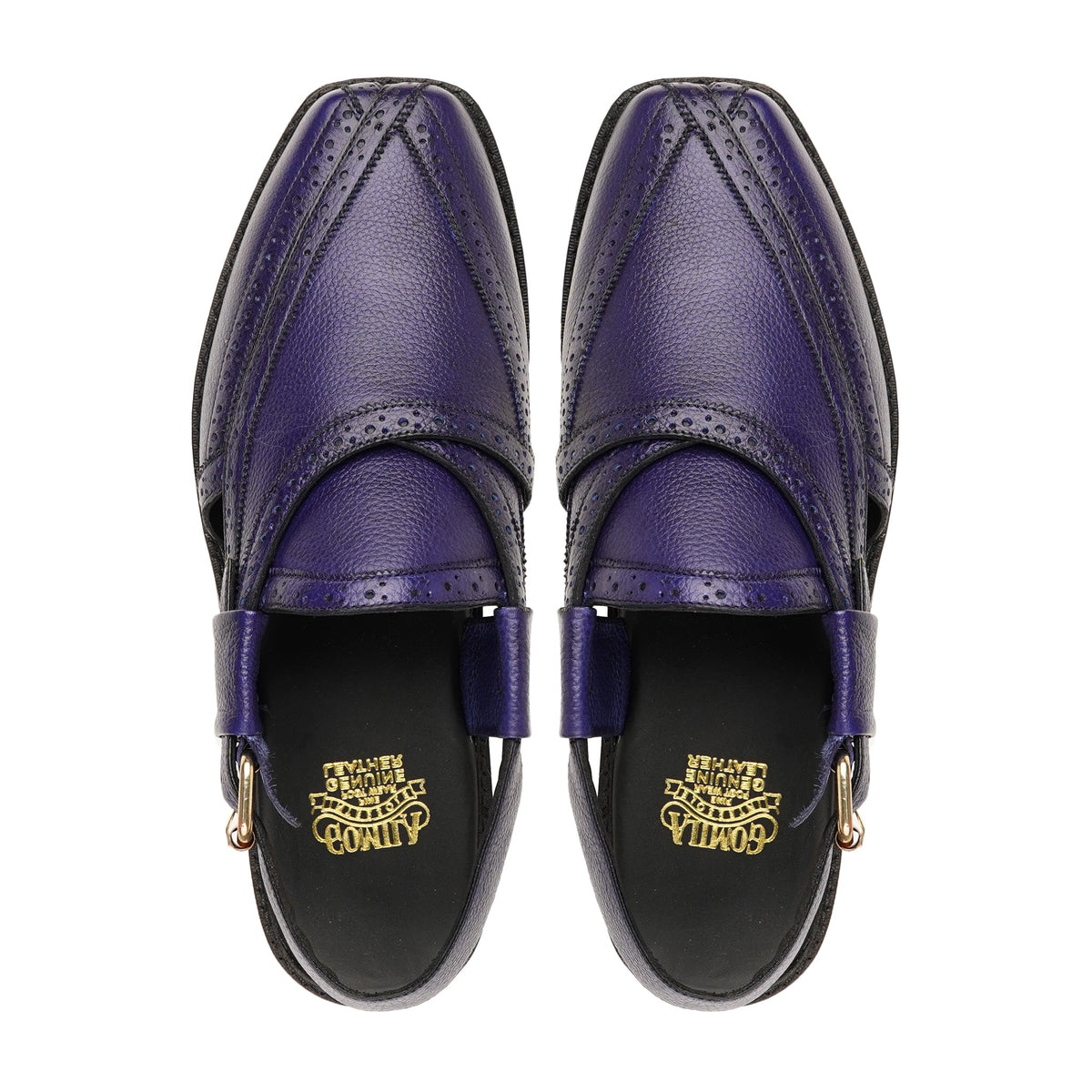 Ayako - Men's Blue Pebble Grain Leather Sandal