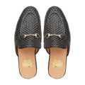 Barnaby - Men's Black Hand Woven Calf Leather Slipper