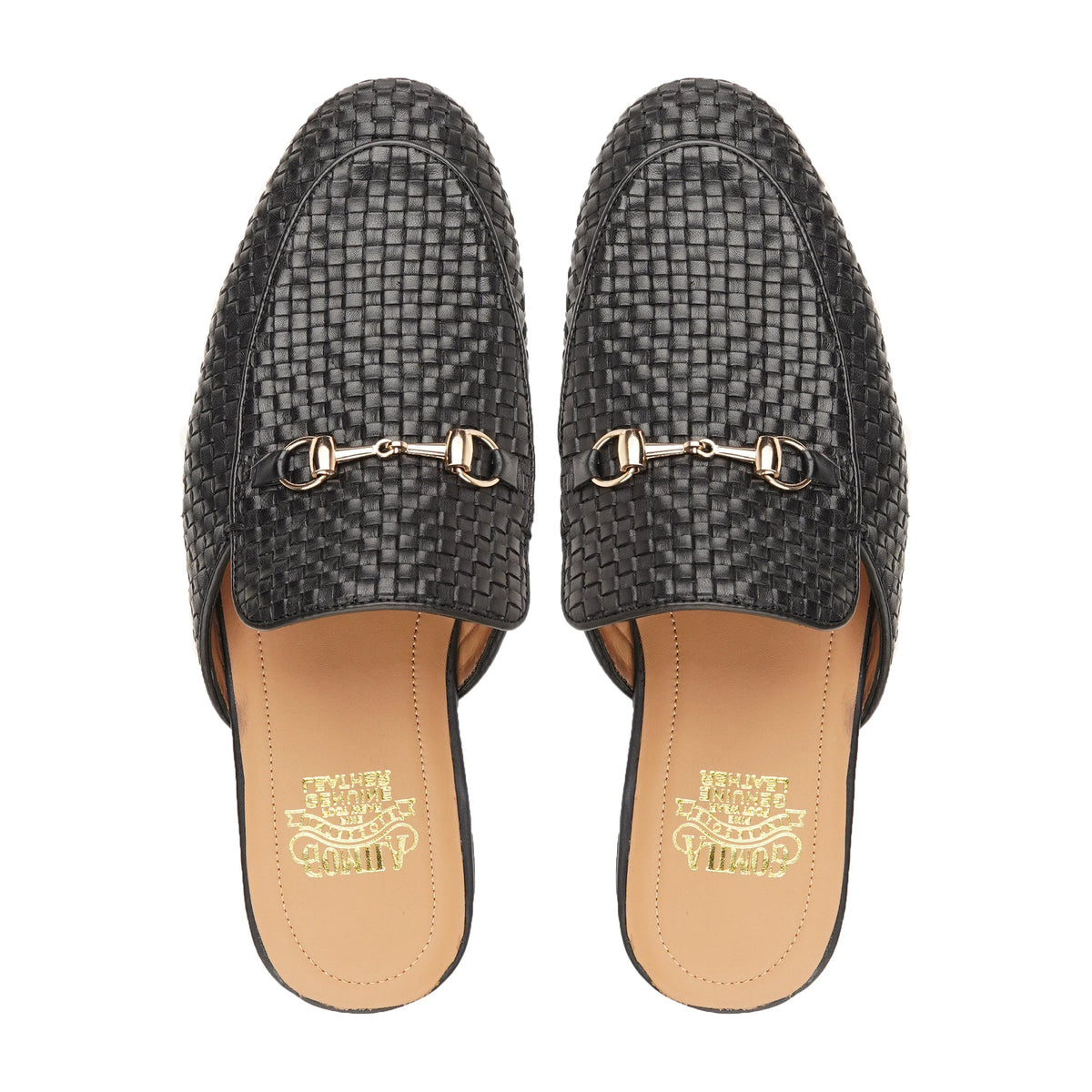 Barnaby - Men's Black Hand Woven Calf Leather Slipper