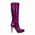 Gexo - Ladies Light Purple Calf Leather Long Boot