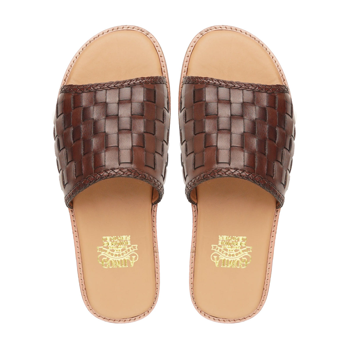 Hikari - Men's Dark Brown Hand Woven Calf Leather Slipper