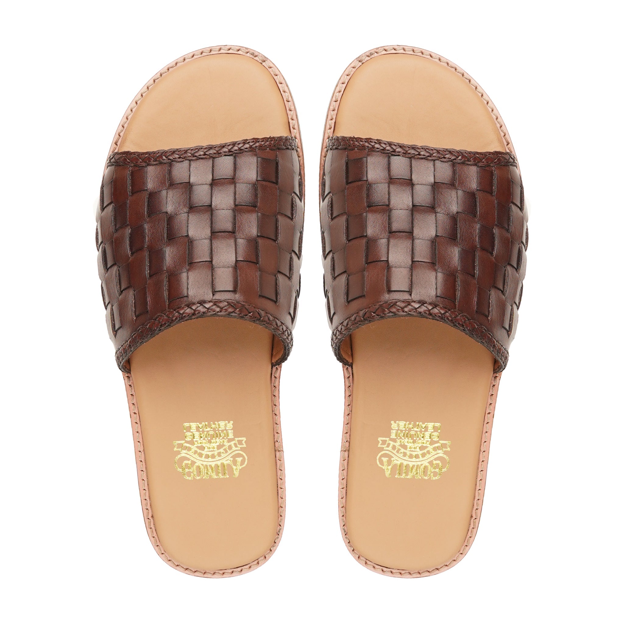 Hikari - Men's Dark Brown Hand Woven Calf Leather Slipper