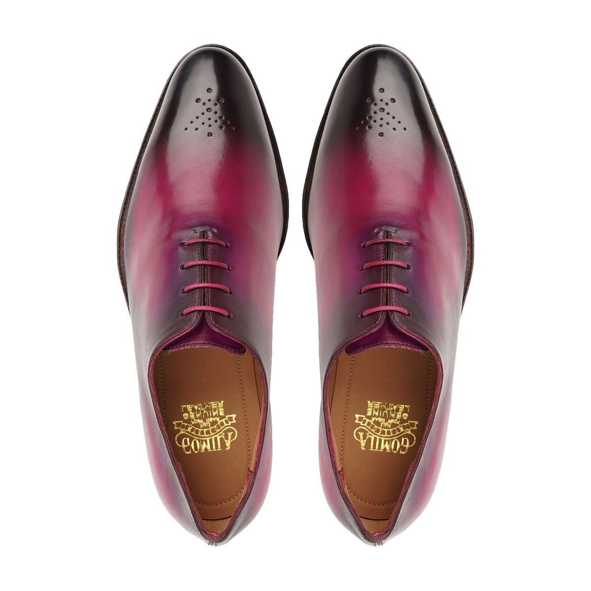 Jorge - Men's Fuchsia Patina Calf Leather Wholecut Shoe