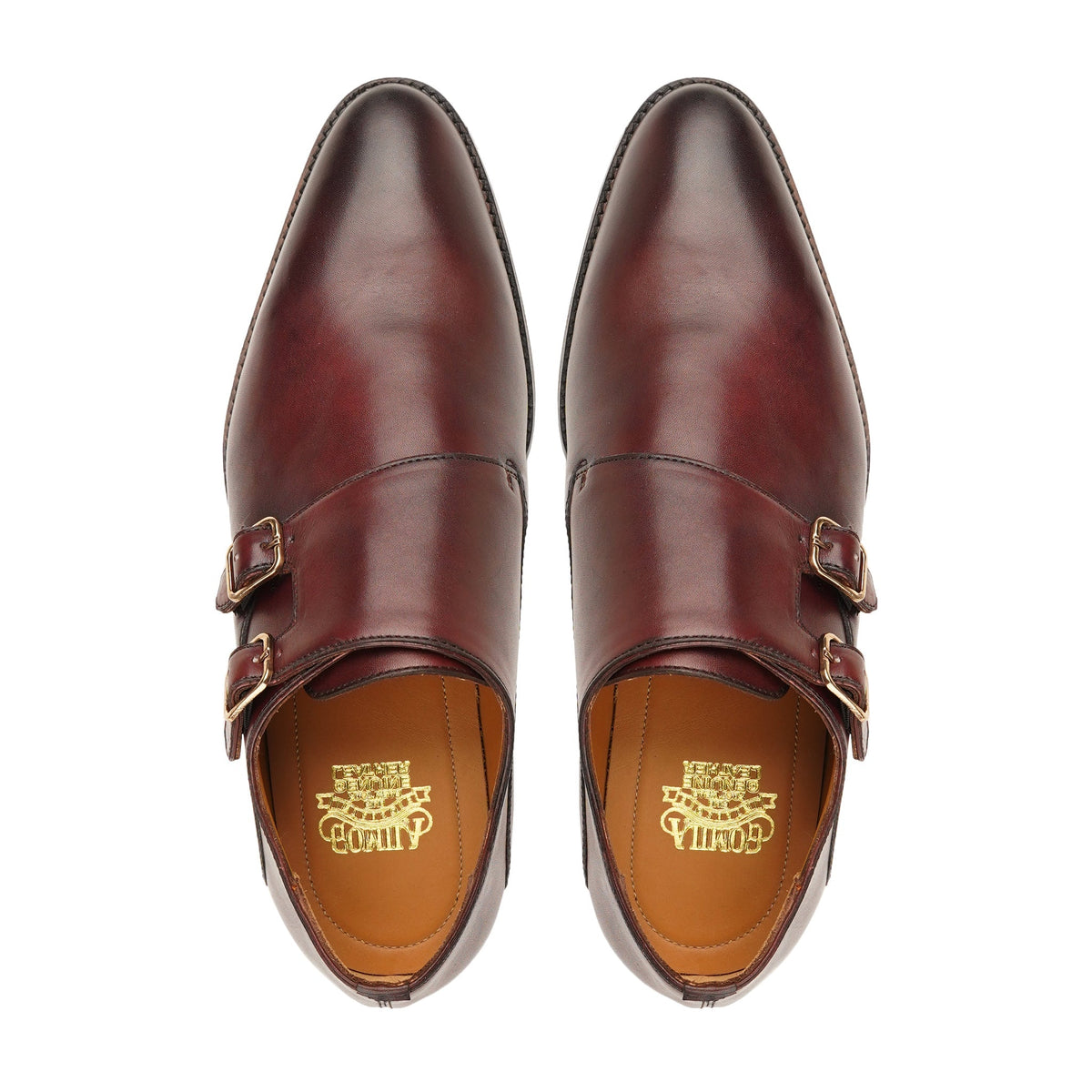 Camaro - Men's Burgundy Brown Calf Leather Double Monkstrap
