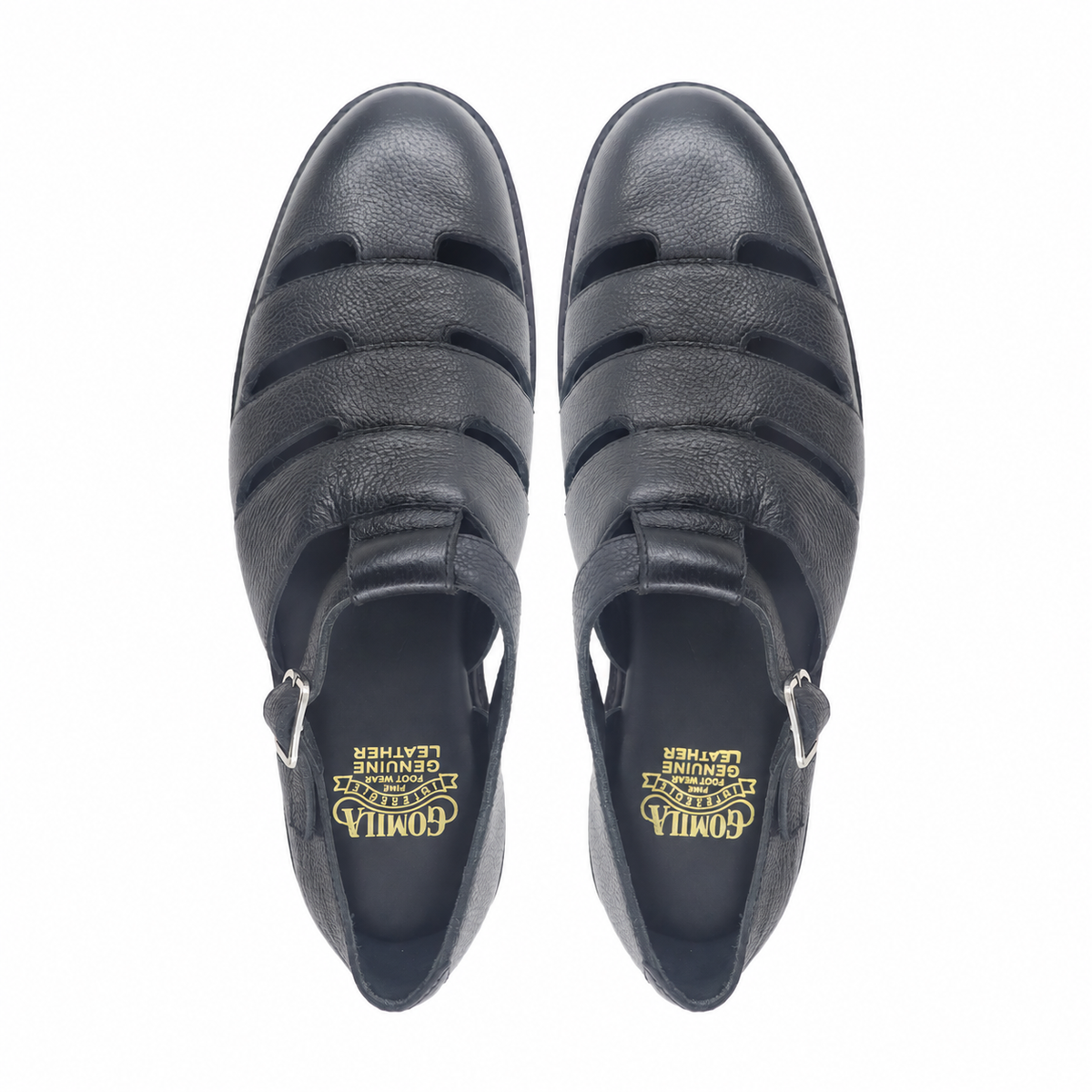 Mayra - Men's Black Pebble Grain Sandal