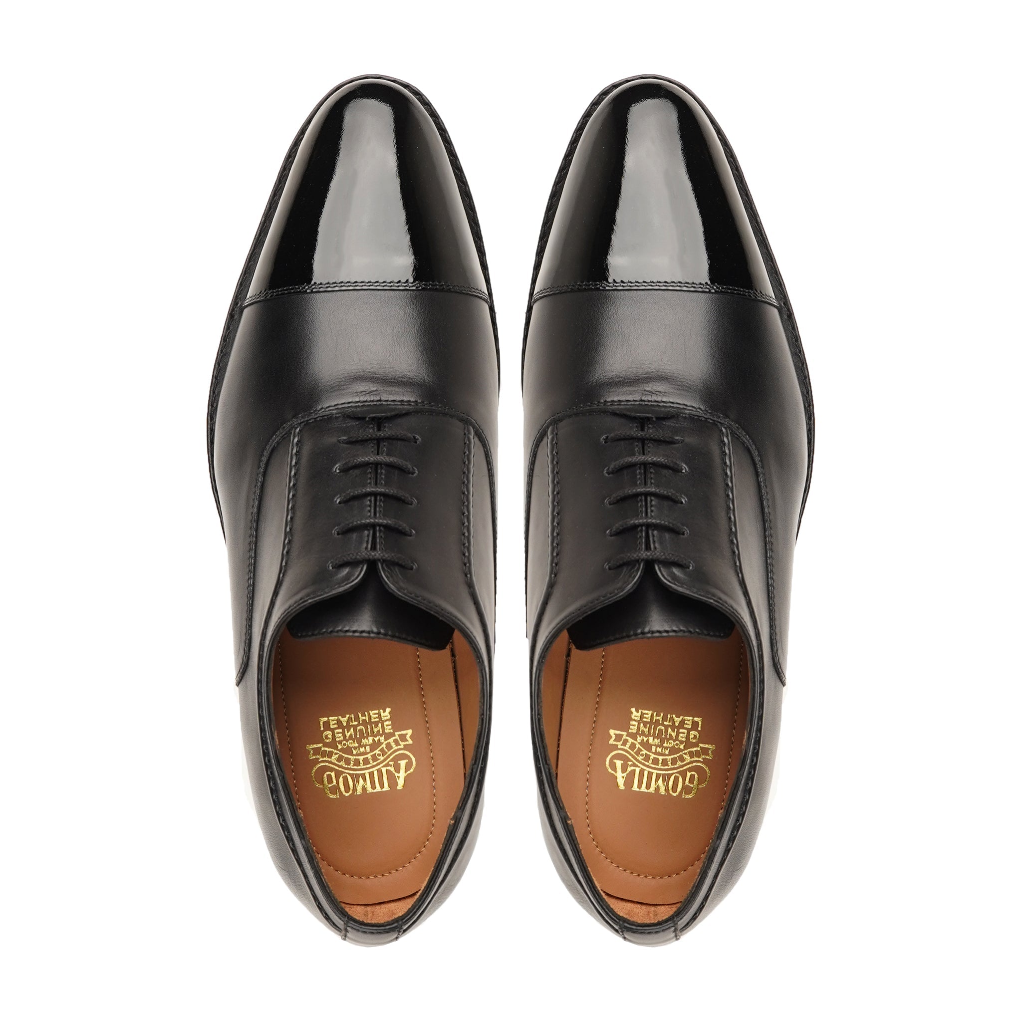 Golsar - Men's Black Calf and Patent Leather Oxford Shoe