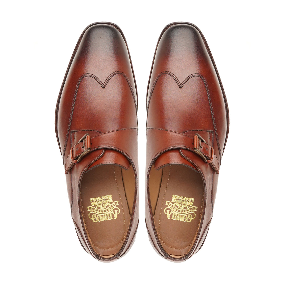 Pete - Men' Burgundy Brown Calf Leather Single Monkstrap