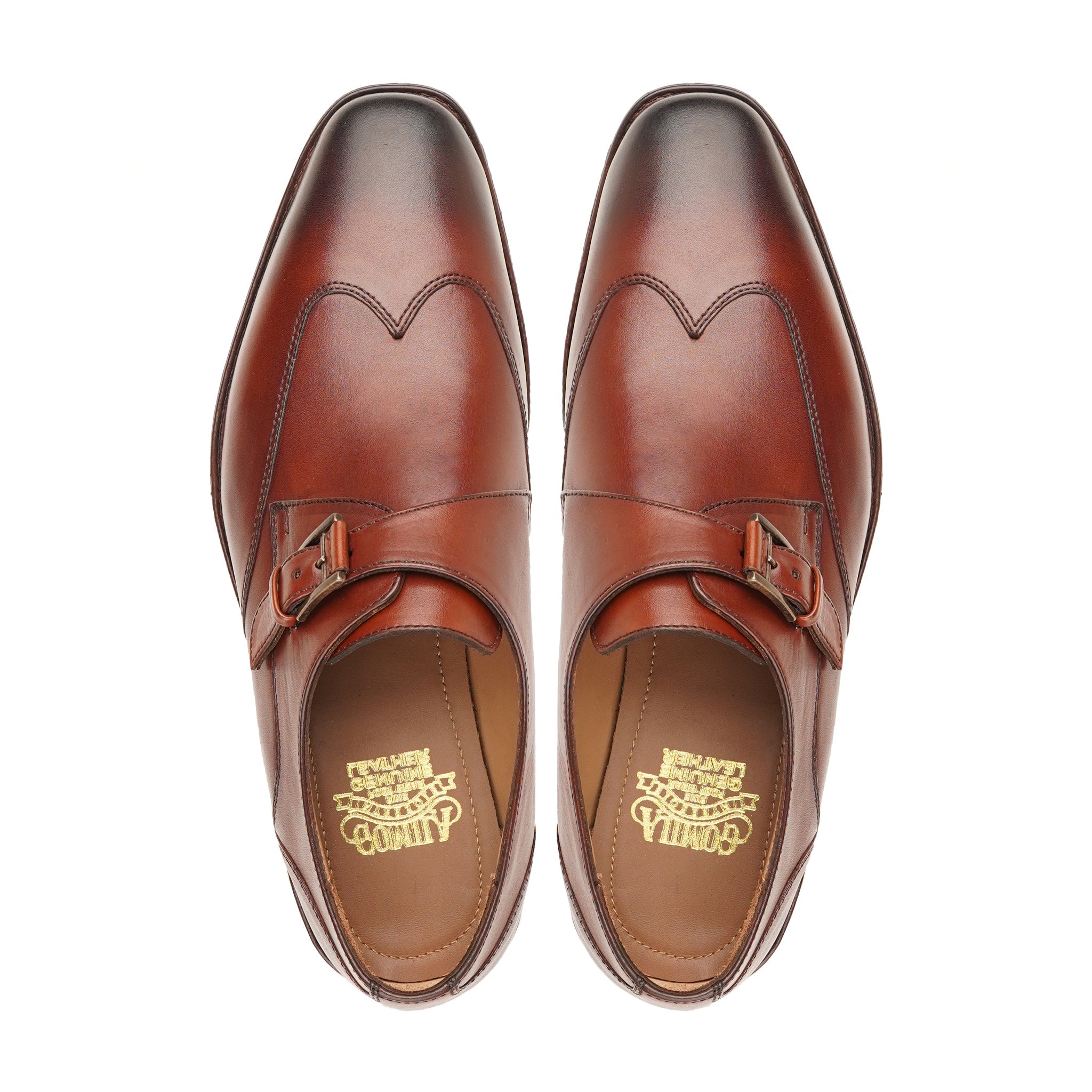 Pete - Men' Burgundy Brown Calf Leather Single Monkstrap