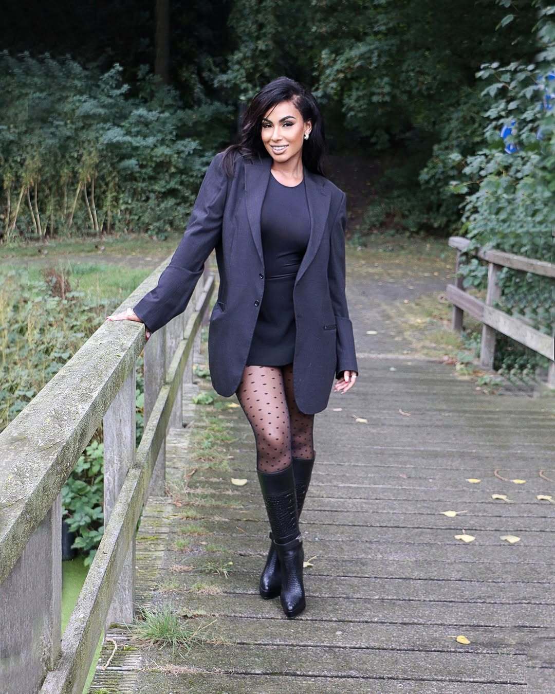 Gexo - Ladies Black Calf Leather Long Boot