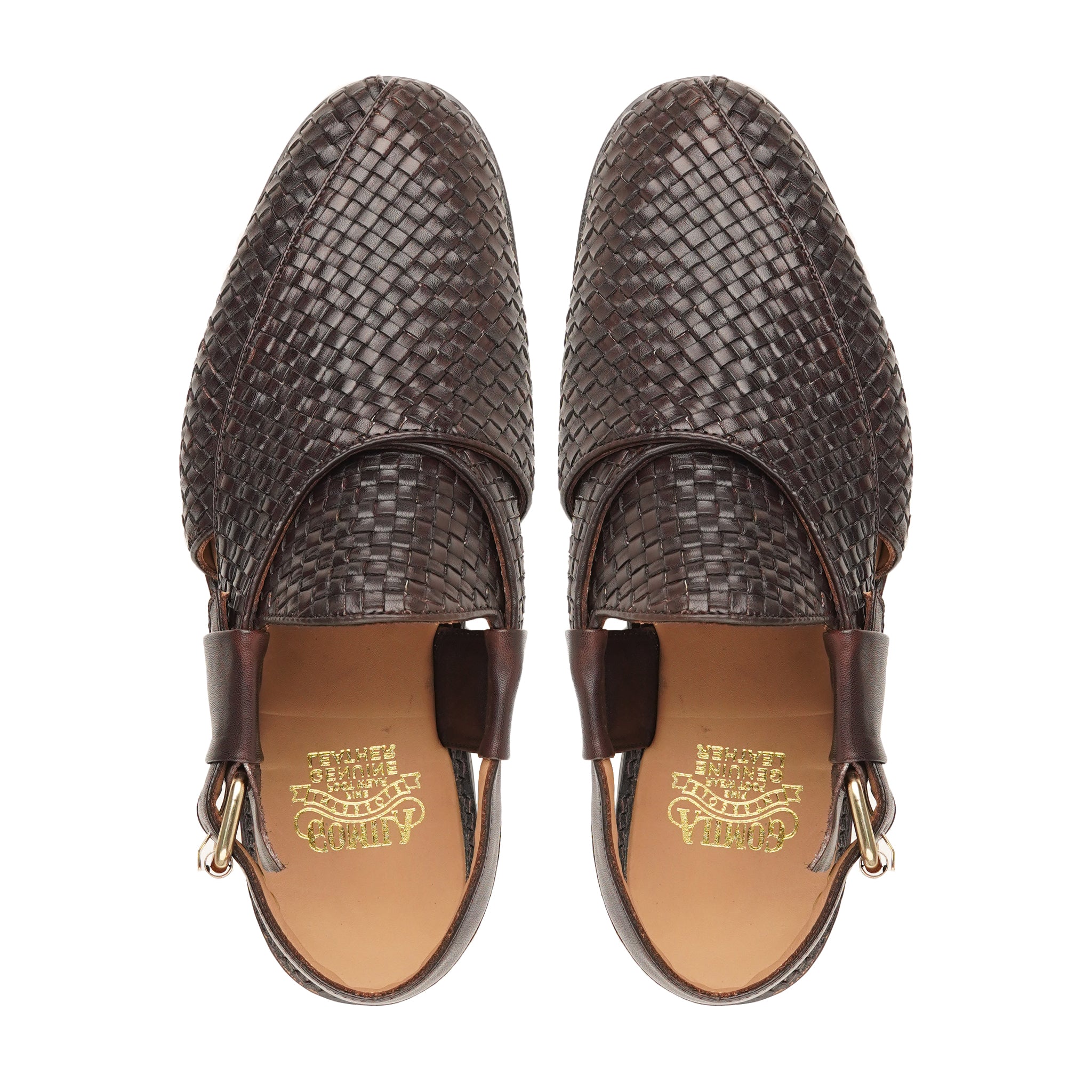 Kammi - Men's Dark Brown Hand Woven Calf Leather Sandal