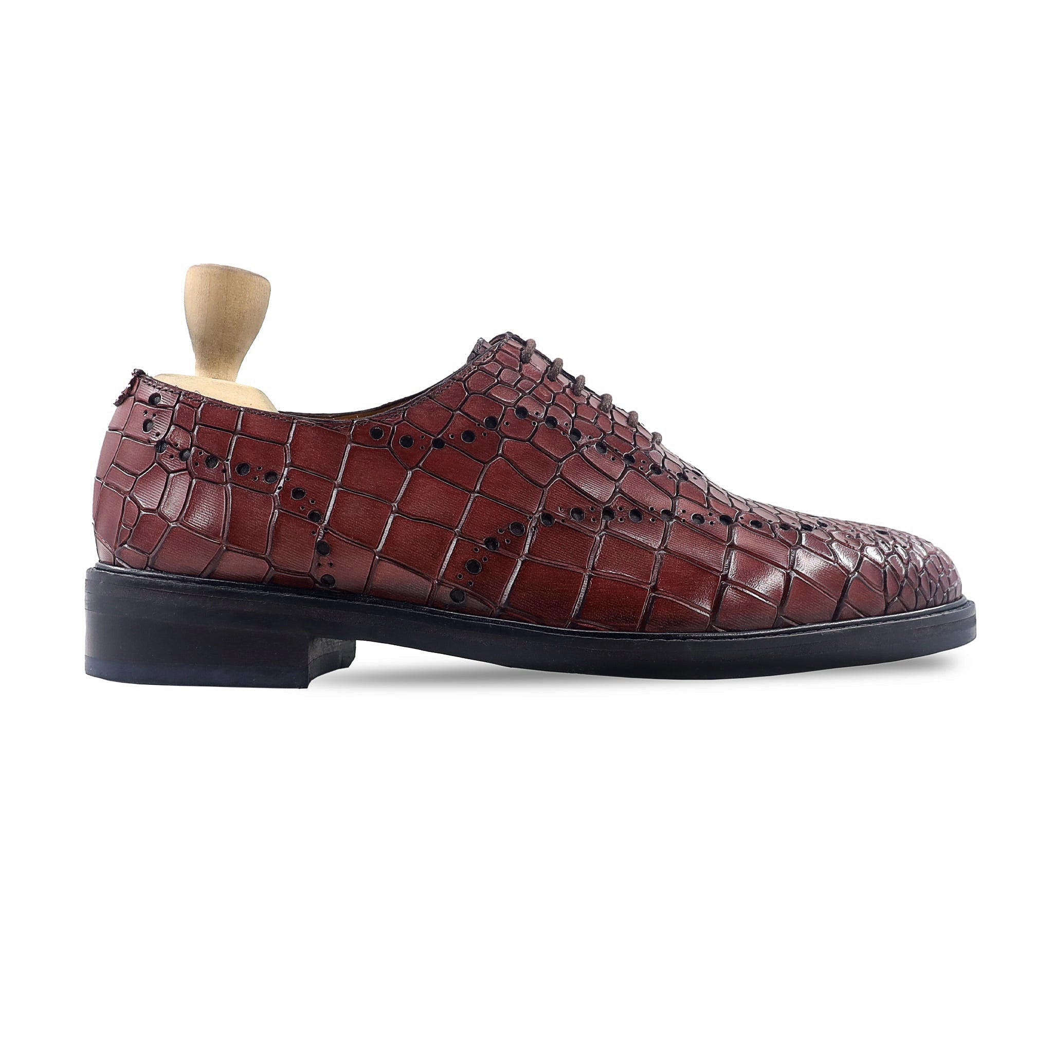 Karol - Men's Oxblood Calf Leather Wholecut Shoe