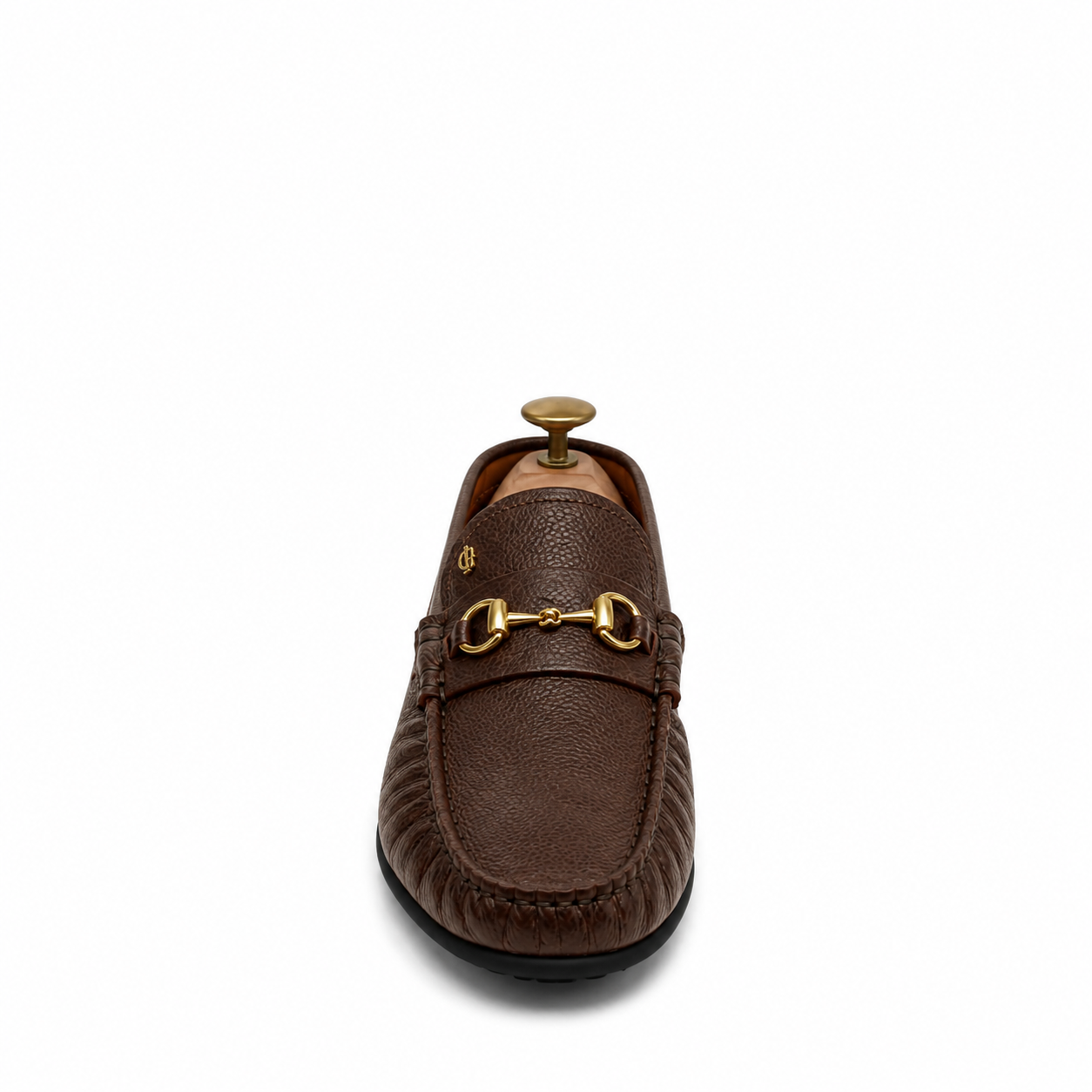 Luciano - Men's Brown Pebble Grain Leather Driver Shoe