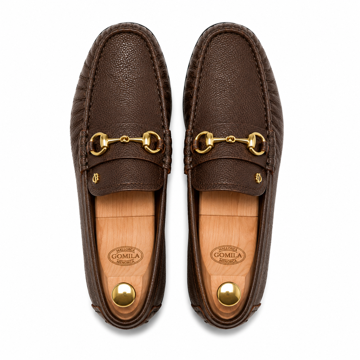 Luciano - Men's Brown Pebble Grain Leather Driver Shoe