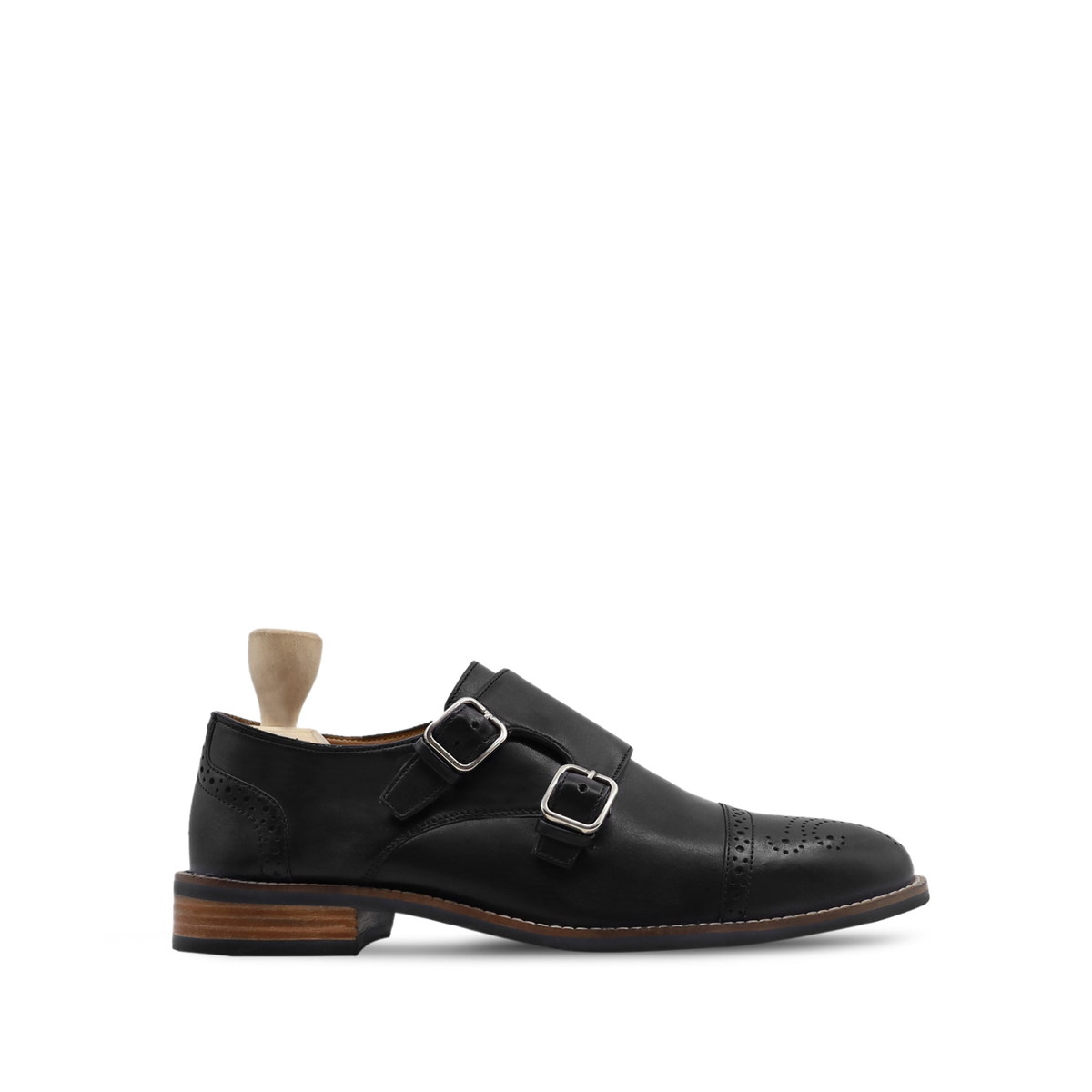 Dale - Men's Black Calf Leather Double Monkstrap