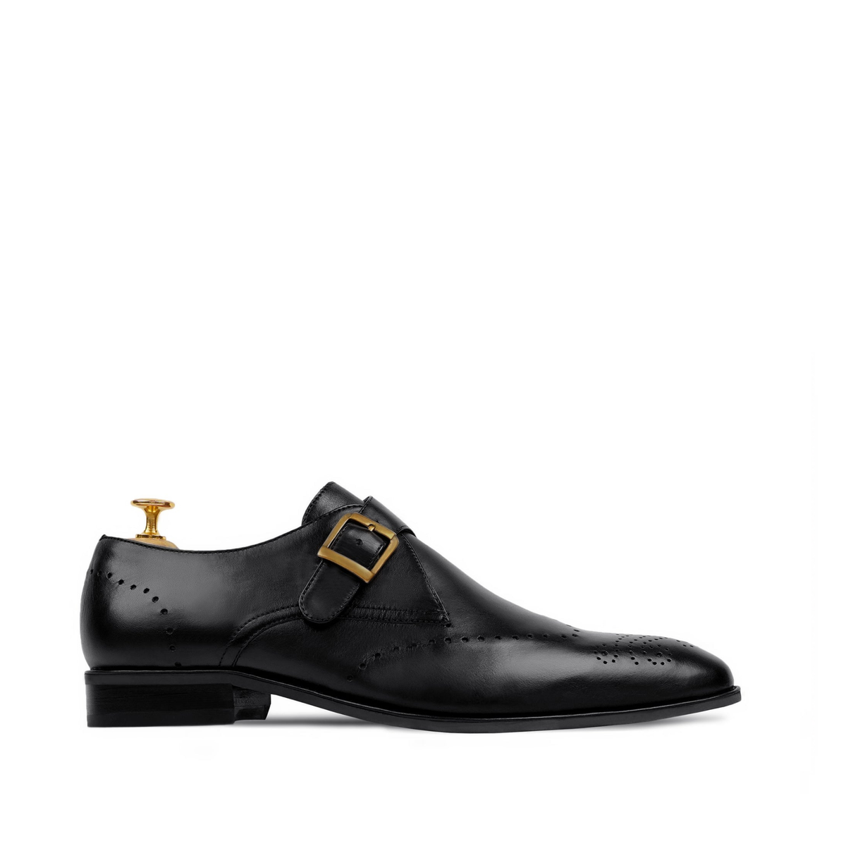 Brecon - Men's Black Calf Leather Single Monkstrap