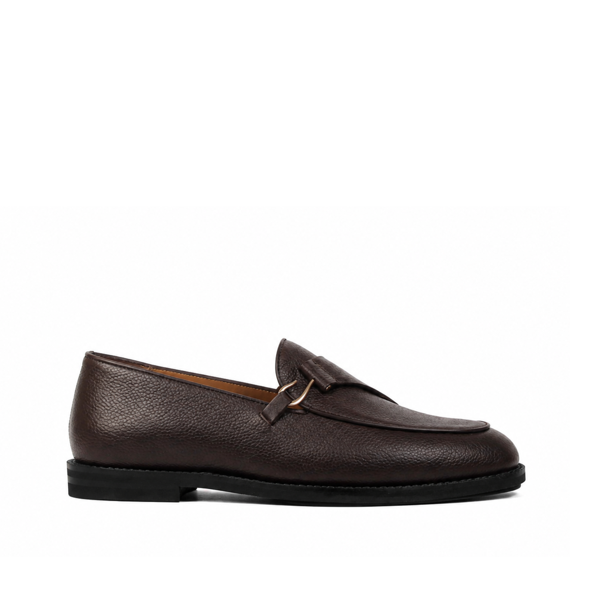 Lexoro - Men's Dark Brown Pebble Grain Leather Loafer