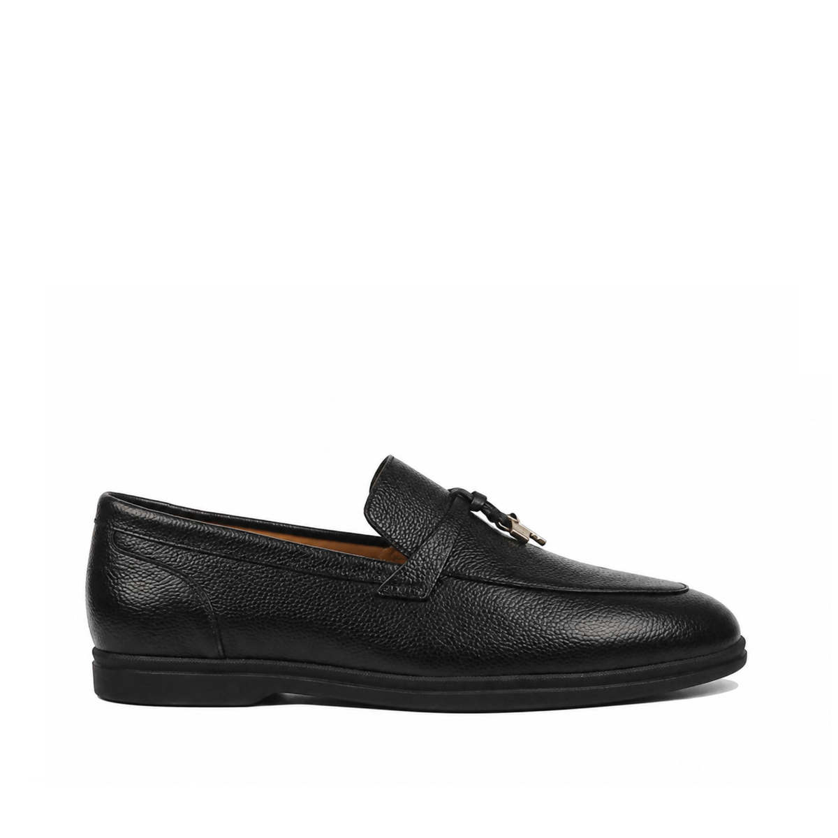 Brent - Men's Black Pebble Grain Leather Loafer