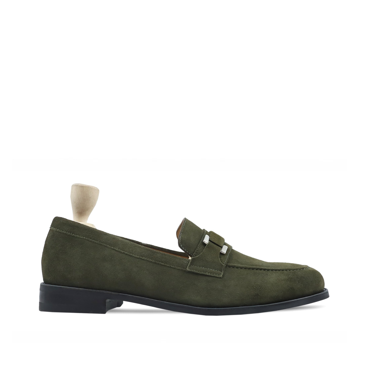 Larimar - Men's Olive Green Kid Suede Loafer