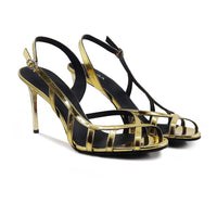 Lily - Women's Golden High Shine Strapped 90mm Heels