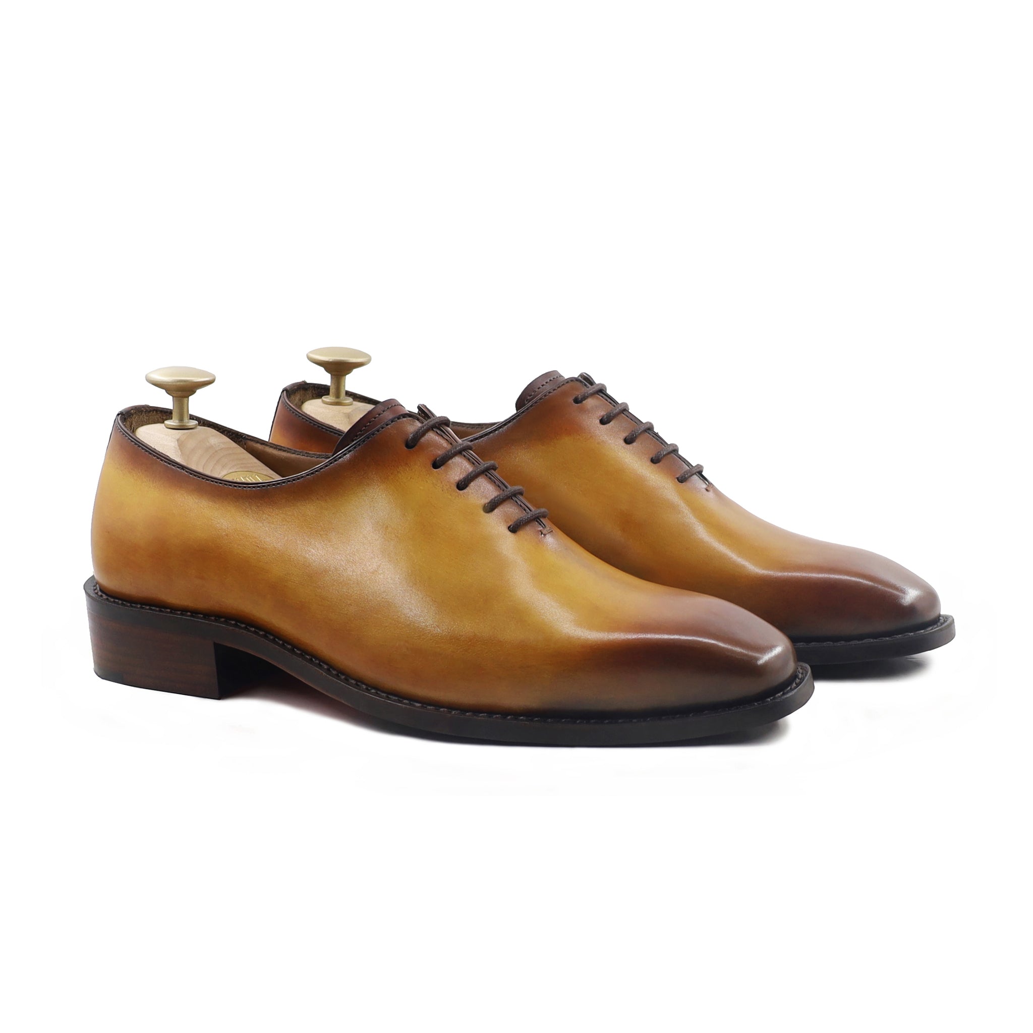 Enzo - Men's Burnished Tan Calf Leather Wholecut Shoe - Goodyear Welted