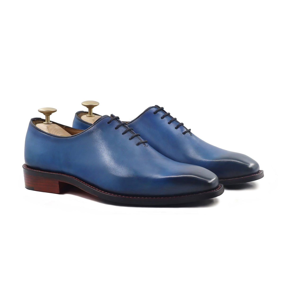 Enzo - Men's Burnished Blue Calf Leather Wholecut Shoe - Goodyear Welted