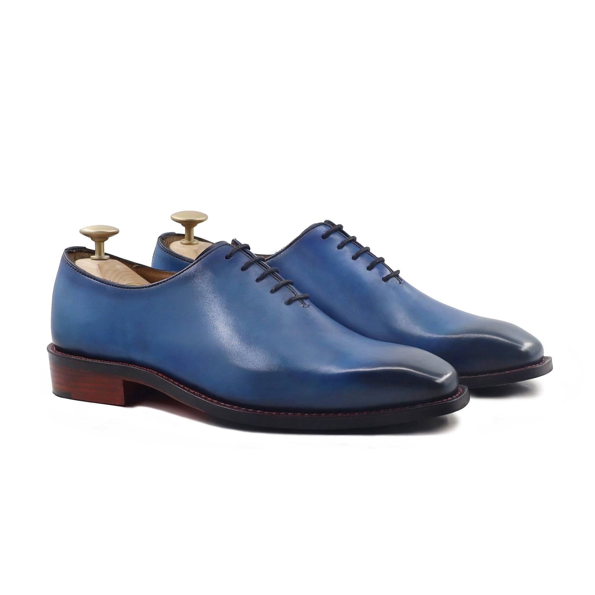 Enzo - Men's Burnished Blue Calf Leather Wholecut Shoe - Goodyear Welted
