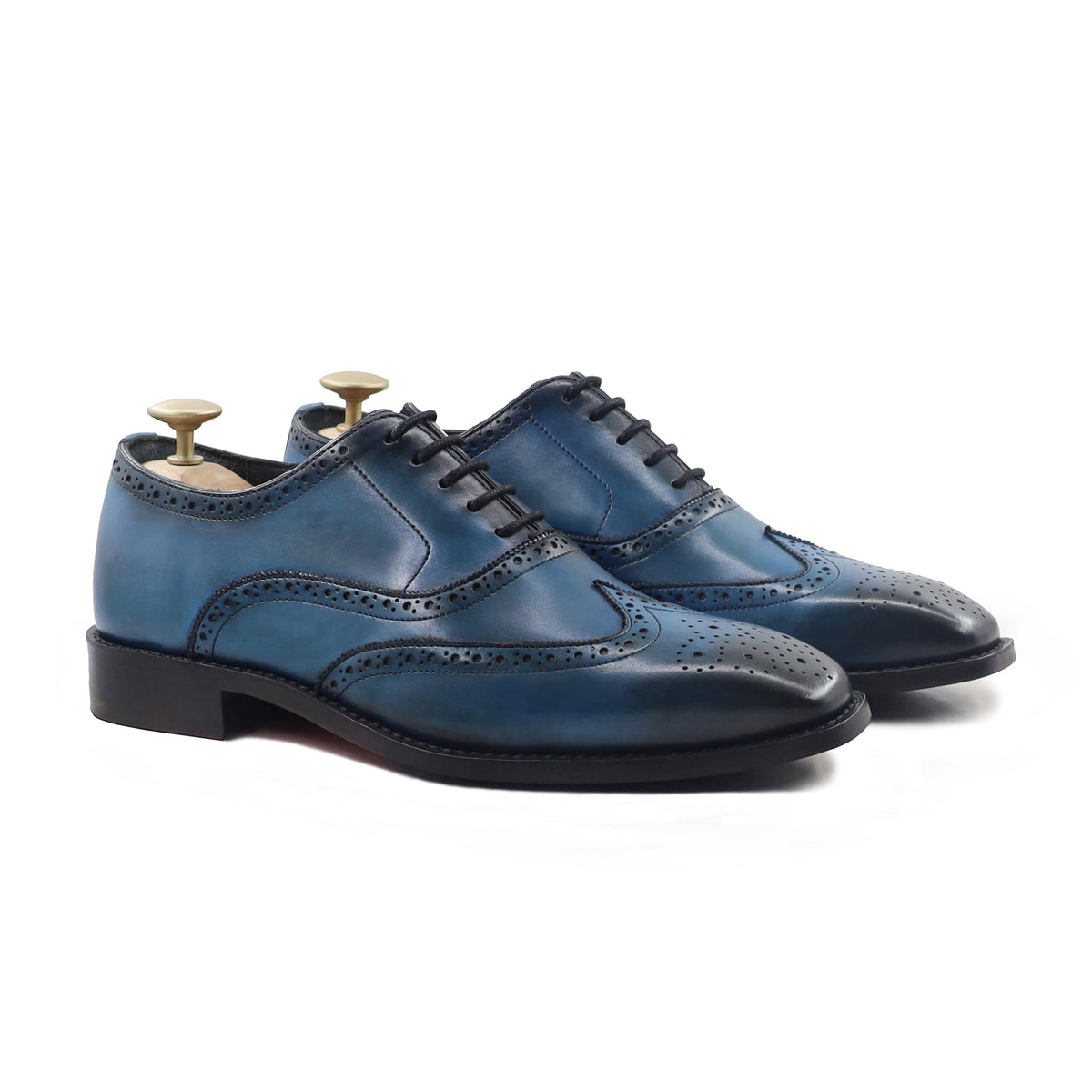 Nekiru - Men's Burnished Blue Calf Leather Oxford Shoe - Goodyear Welted