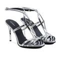Luana - Women's Silver High Shine Strapped 90mm Heels