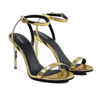 Emilia - Women's Golden High Shine Strapped 90mm Heels