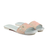Abbie - Women's Baby Pink and Silver Slipper