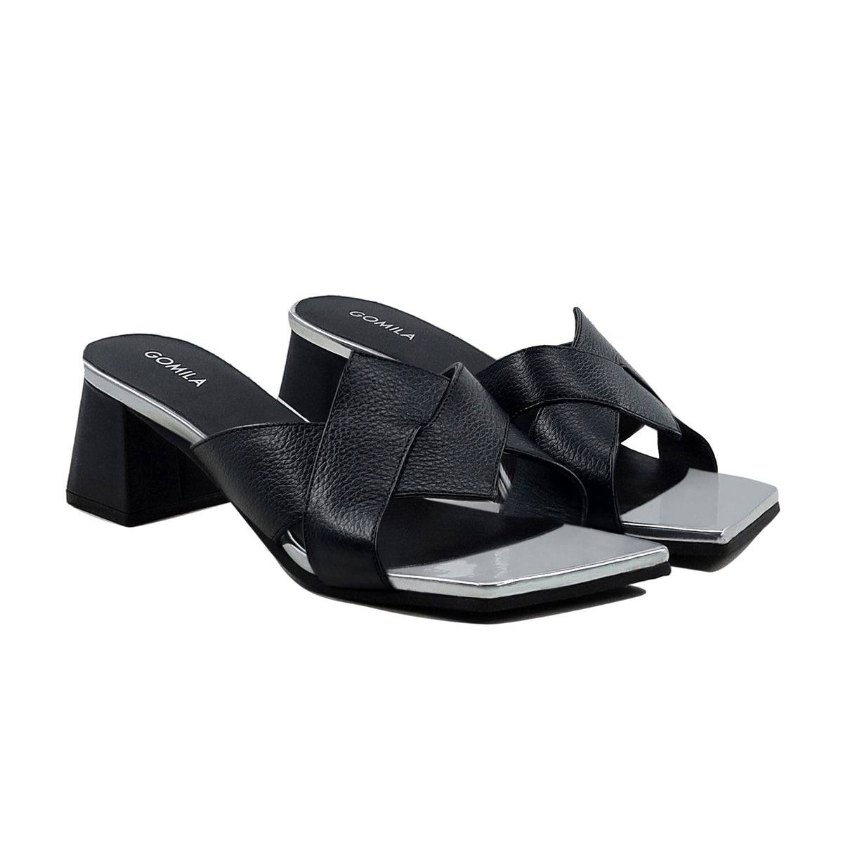 Belle - Women's Black Pebble Grain Heel