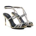Luana - Women's Silver and Golden Strapped 90mm Heels