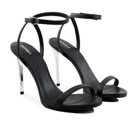 Emilia - Women's Black Strapped 90mm Heels