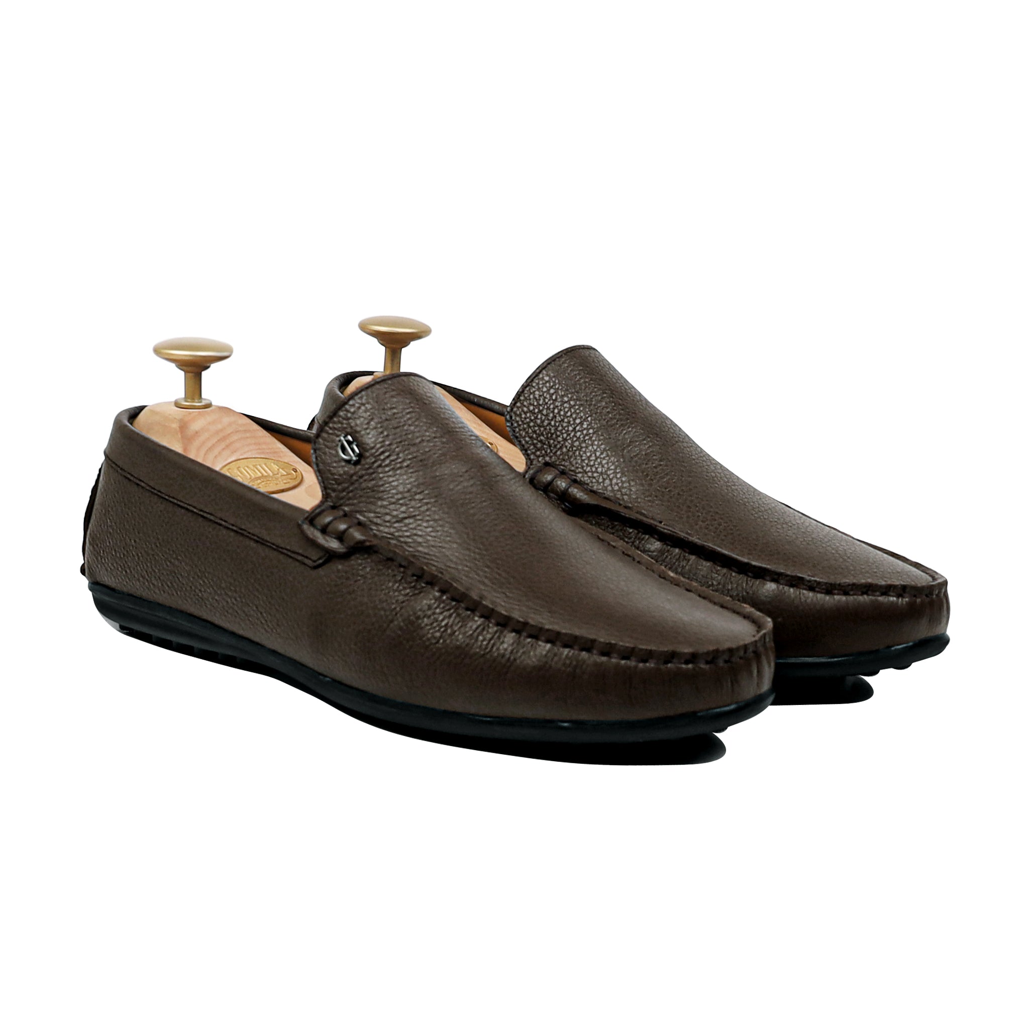 Voke - Men's Dark Brown Pebble Grain Leather Driver Shoe