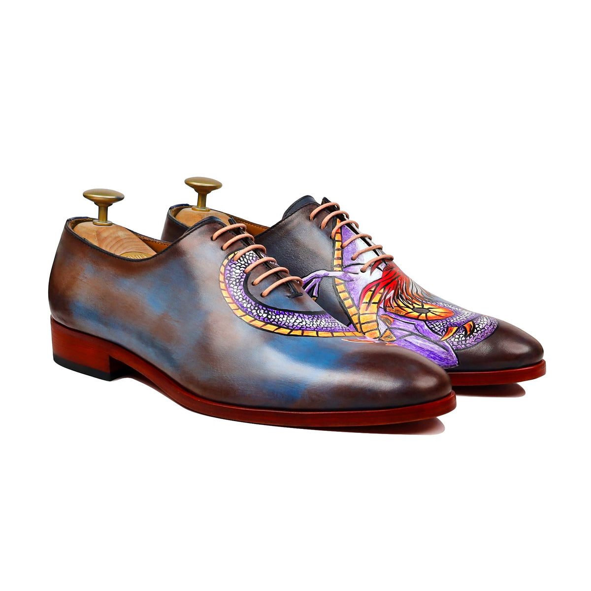Viper Noir - Men's Burnished Blue Hand Painted Wholecut