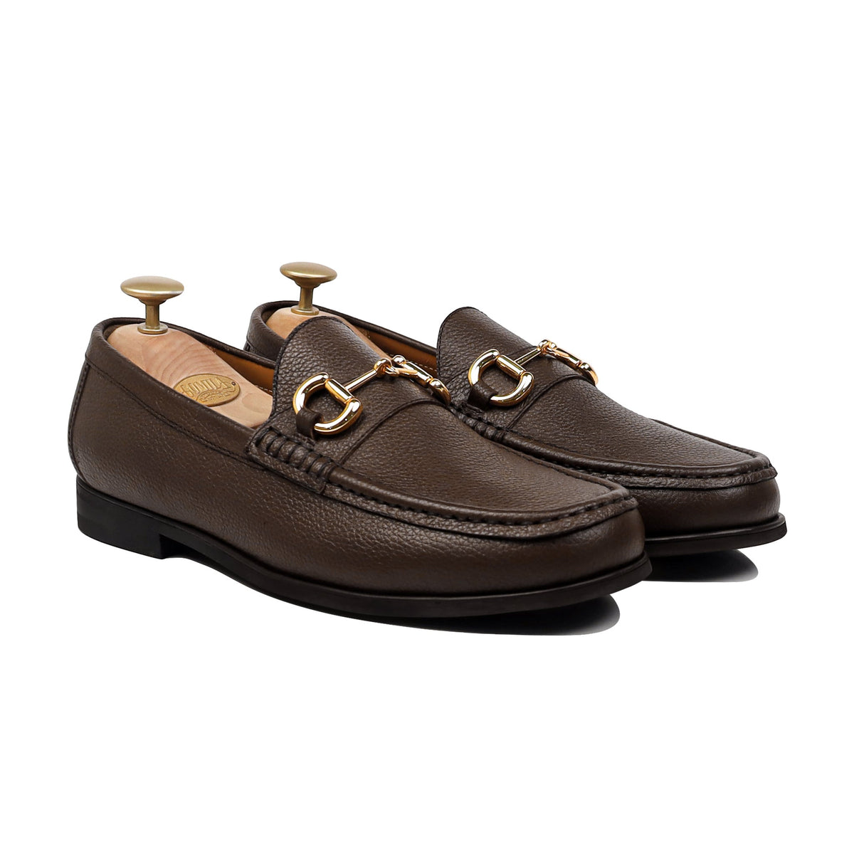 Tom - Men's Dark Brown Pebble Grain Leather Loafer