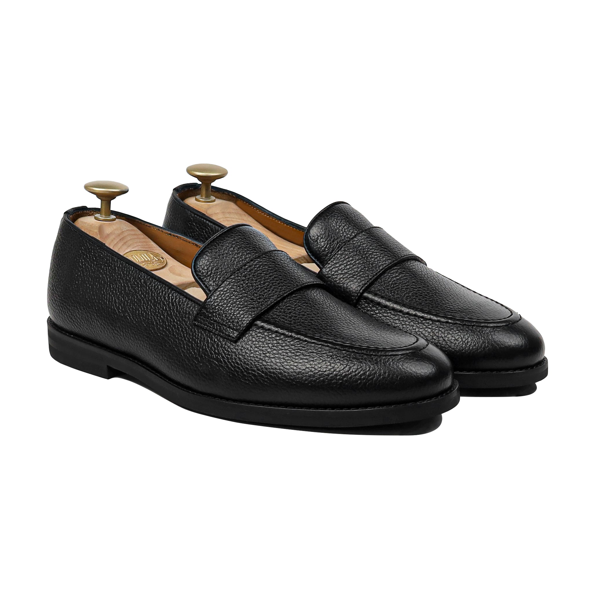 Jefey - Men's Black Pebble Grain Leather Loafer