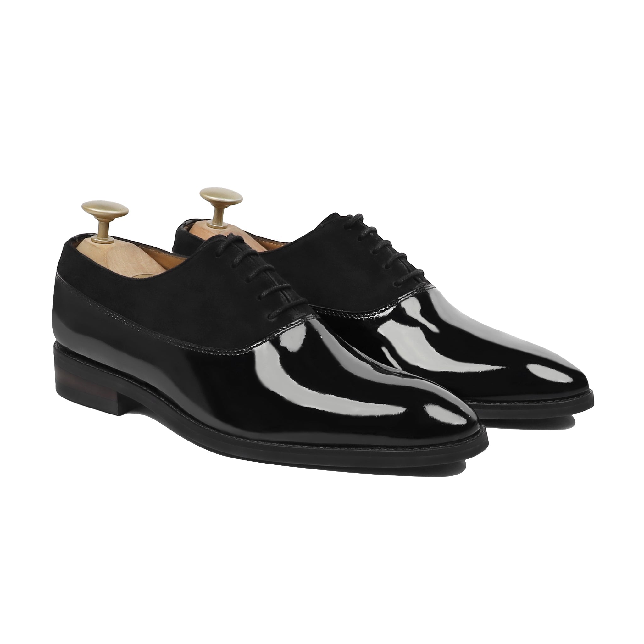 Aristo - Men's Black Patent Leather and Kid Suede Oxford Shoe