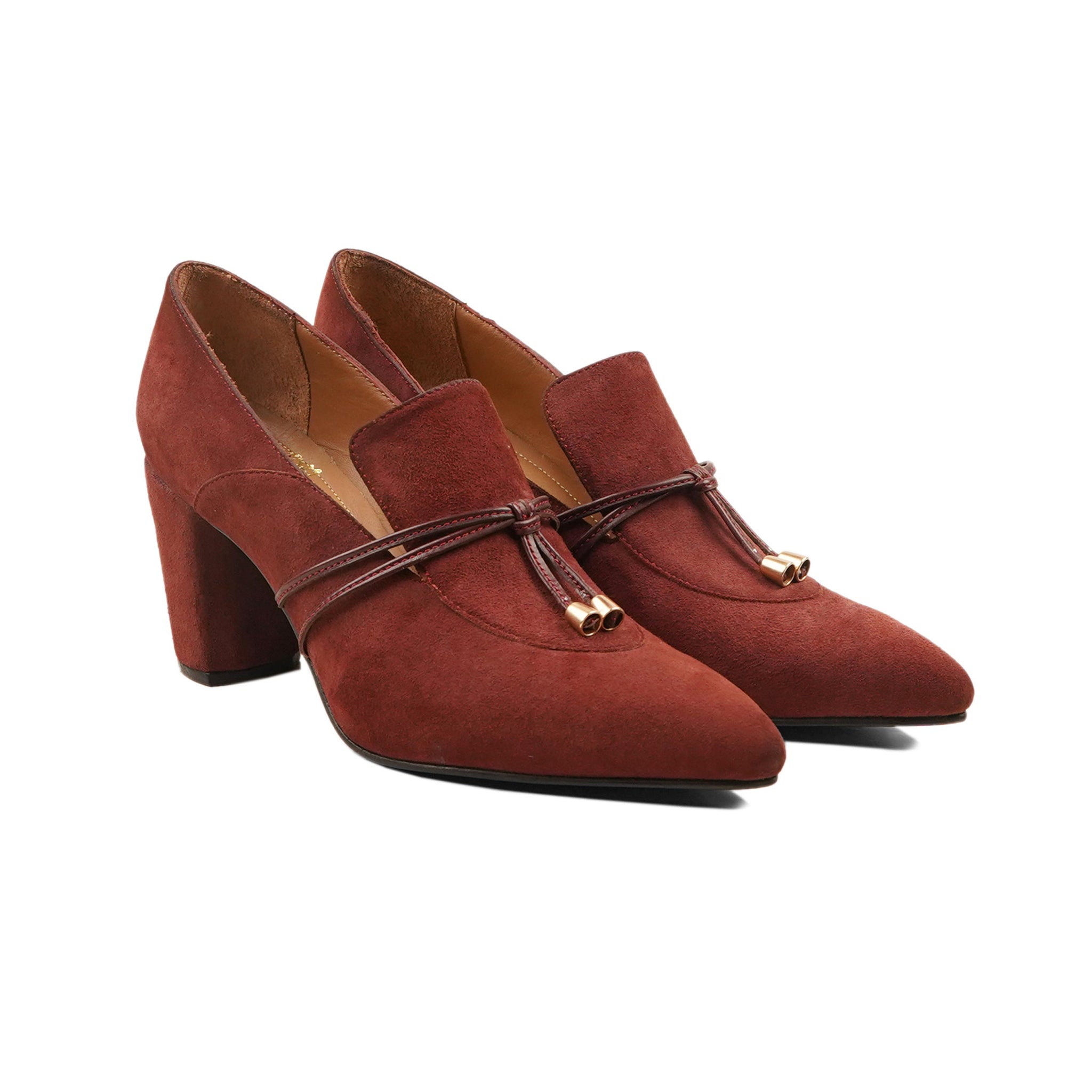 Burbank - Ladies Oxblood Kid Suede 70mm Heels