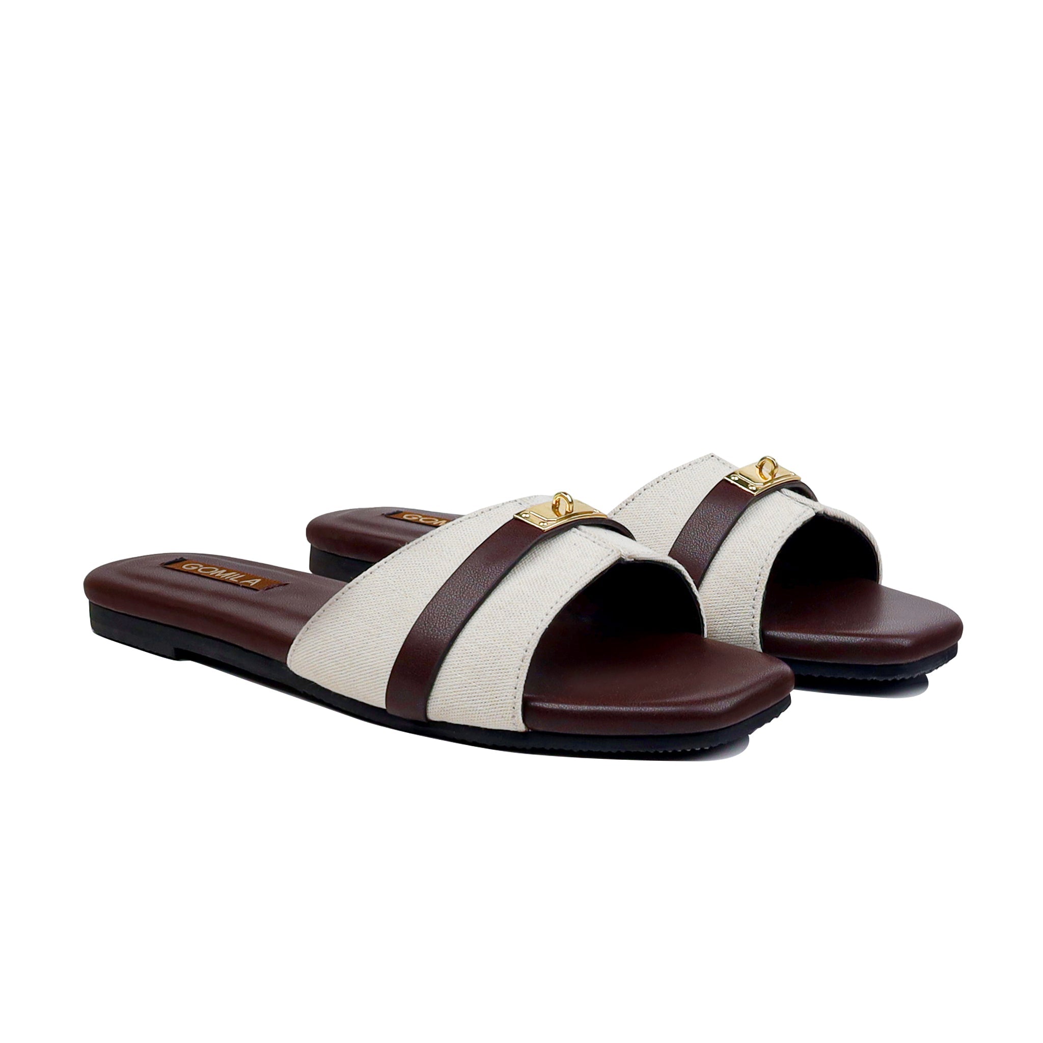 Nira - Women's Dark Brown And White Slipper