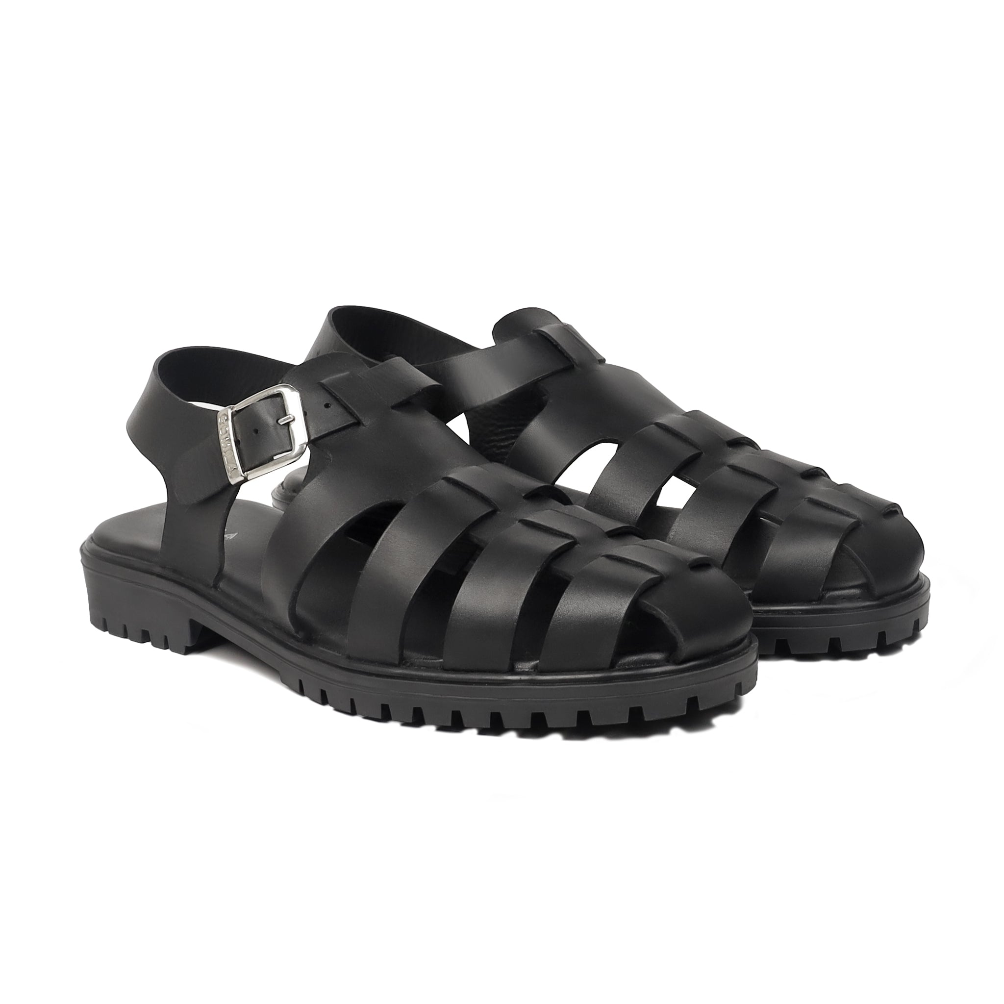 Venturo - Men's Black Calf Leather Sandal