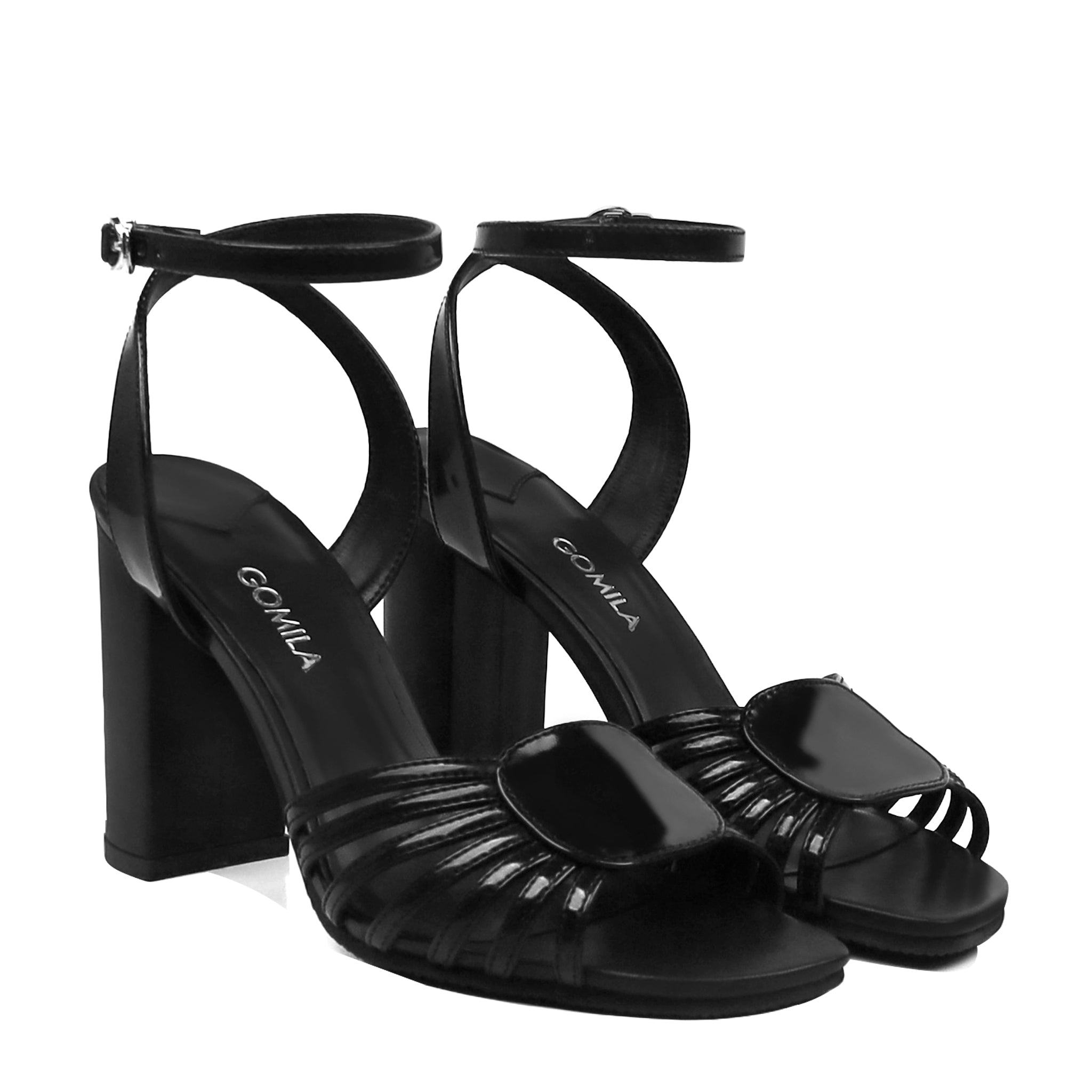 Soleil - Women's Black Strapped 90mm Heel