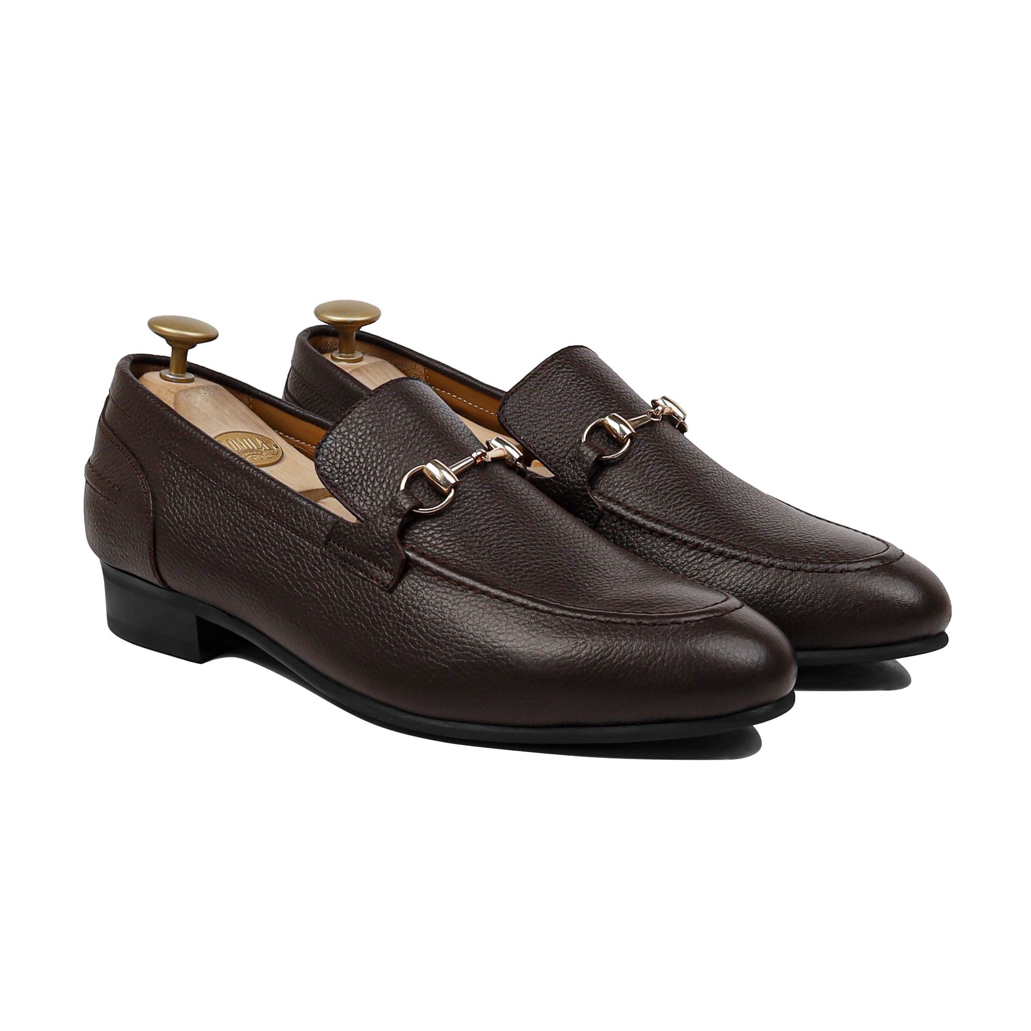 Gregorio - Men's Dark Brown Pebble Grain Leather Loafer